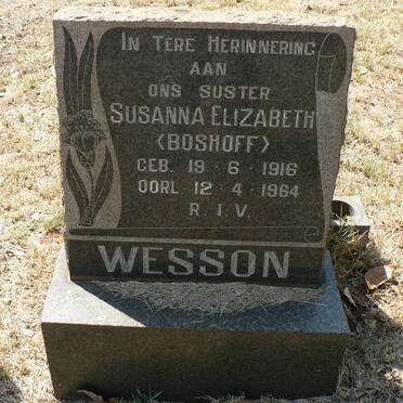 WESSON Susanna Elizabeth nee BOSHOFF 1916-1964