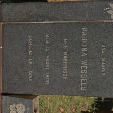 WESSELS Paulina nee BAEHNISCH 1900-1956