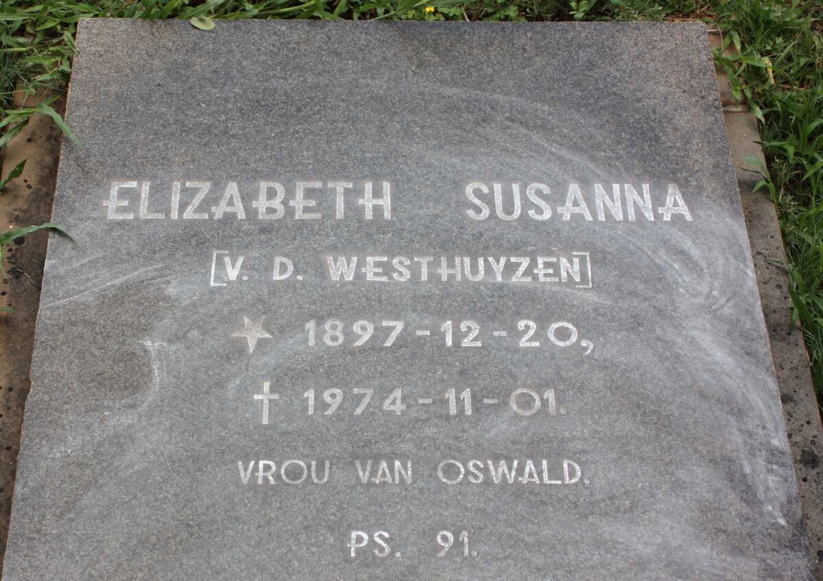 WESTHUYZEN Elizabeth Susanna, v.d. 1897-1974