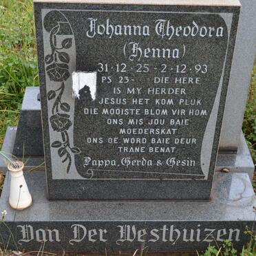 WESTHUIZEN Johanna Theodora, van der 1925-1993