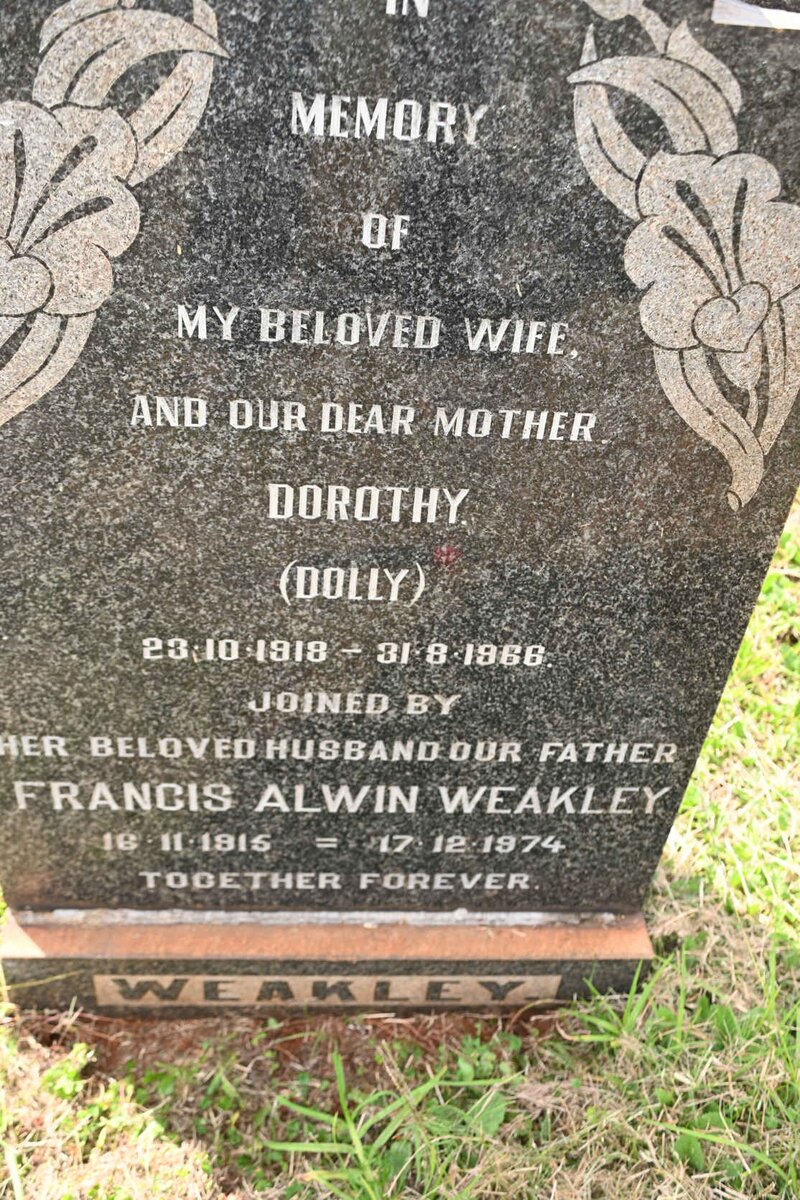 WEAKLEY Francis Alwin 1915-1974 &amp; Dorothy 1918-1968