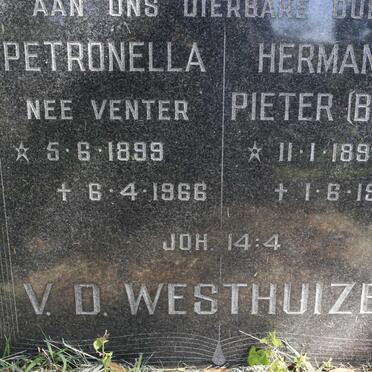 WESTHUIZEN Hermanus Pieter, v.d. 1894-1982 &amp; Petronella VENTER 1899-1966