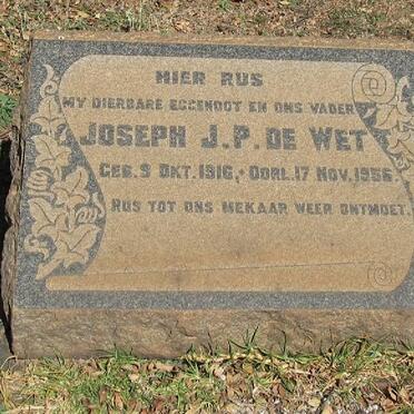 WET Joseph J.P., de 1916-1956