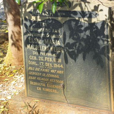 WEBER Elsie Maria Magdelena nee PRETORIUS 1891-1944
