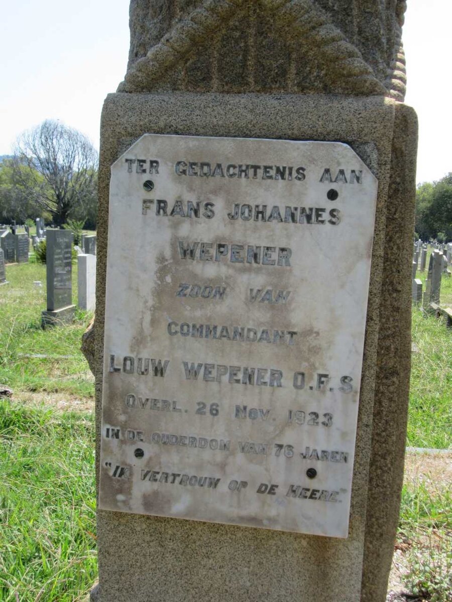 WEPENER Frans Johannes -1923