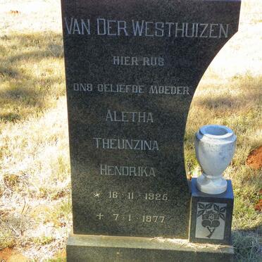 WESTHUIZEN Aletha Theunzina Hendrika, van der 1925-1977