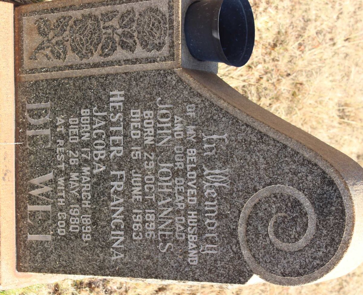 WET John Johannes, de 1896-1963 &amp; Hester Francina Jacoba 1899-1980