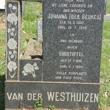 WESTHUIZEN Christoffel, van der 1881-1968 &amp; Johanna BEUKES 1887-1959