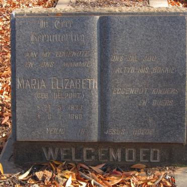 WELGEMOED Maria Elizabeth nee DELPORT 1933-1960
