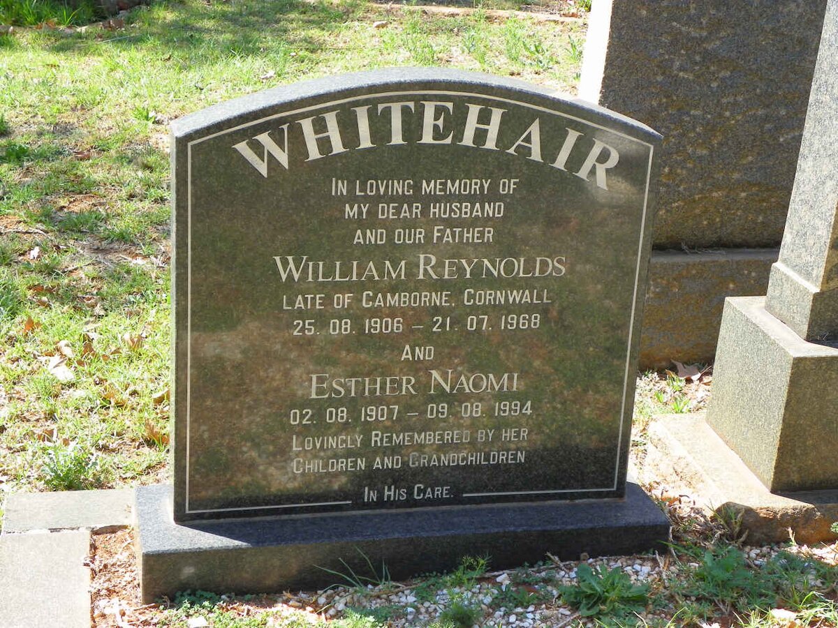 WHITEHAIR William Reynolds 1906-1968 &amp; Esther Naomi 1907-1994
