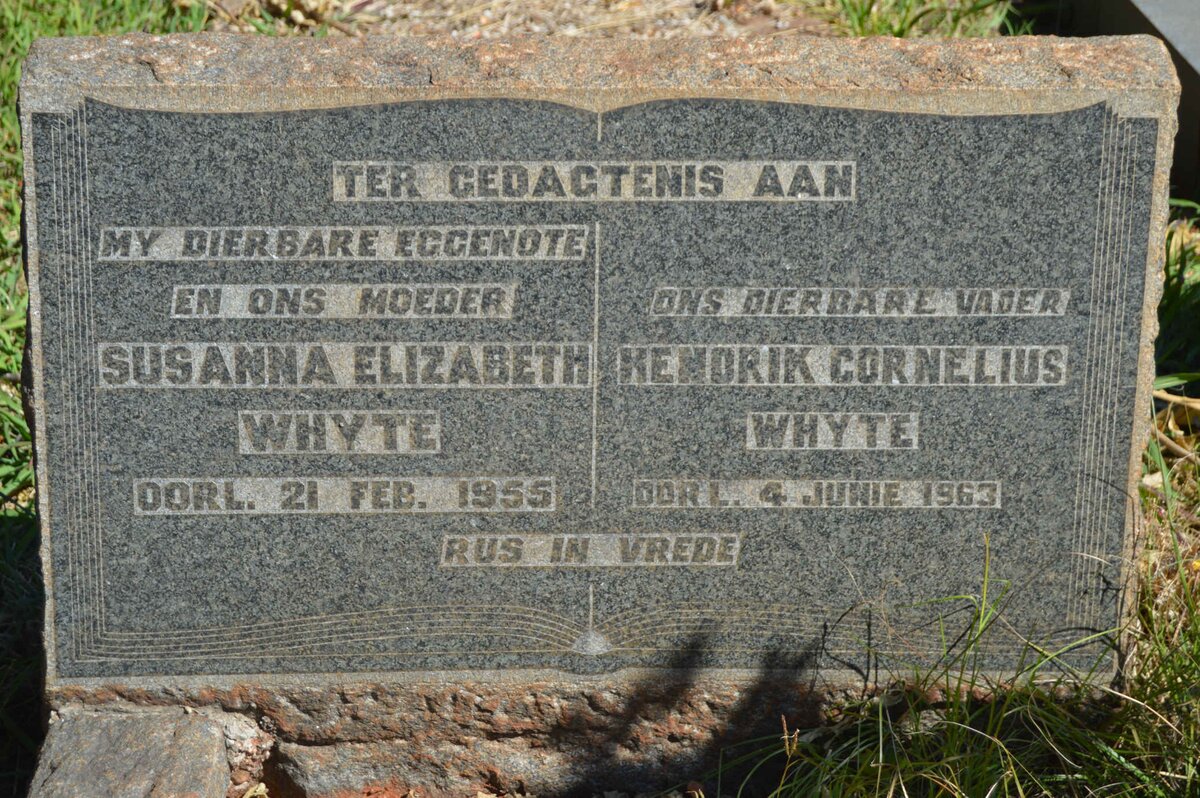 WHYTE Hendrik Cornelius -1963 &amp; Susanna Elizabeth -1955