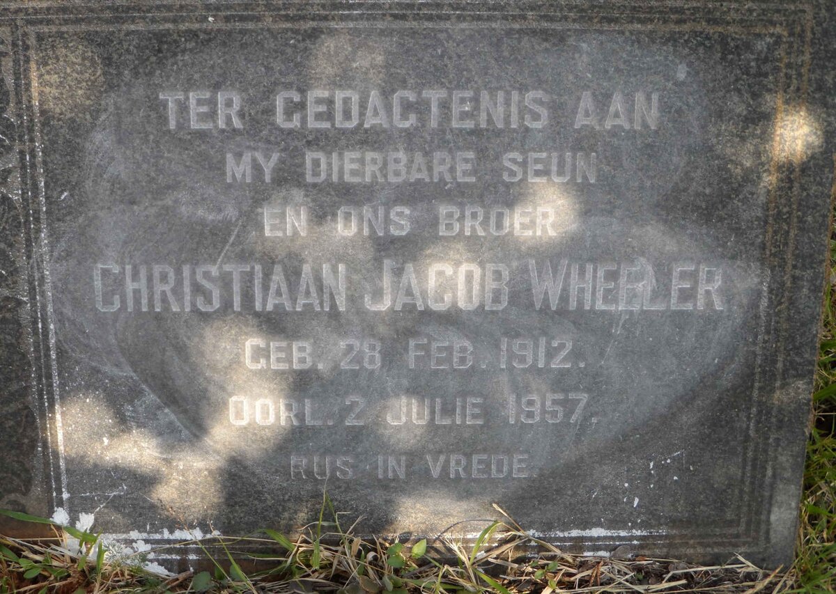 WHEELER Christiaan Jacob 1912-1957