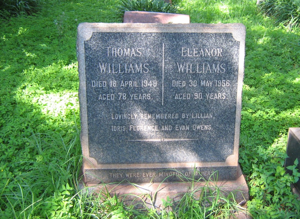WILLIAMS Thomas -1949 &amp; Eleanor -1956