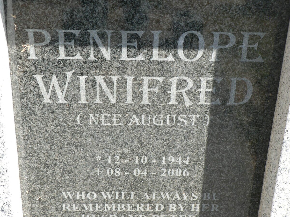 WINIFRED Penelope nee AUGUST 1944-2006