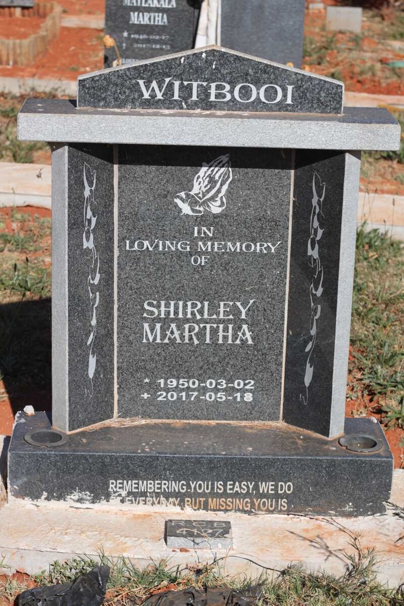 WITBOOI Shirley Martha 1950-2017