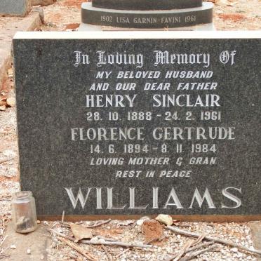 WILLIAMS Henry Sinclair 1888-1961 &amp; Florence Gertrude 1894-1984