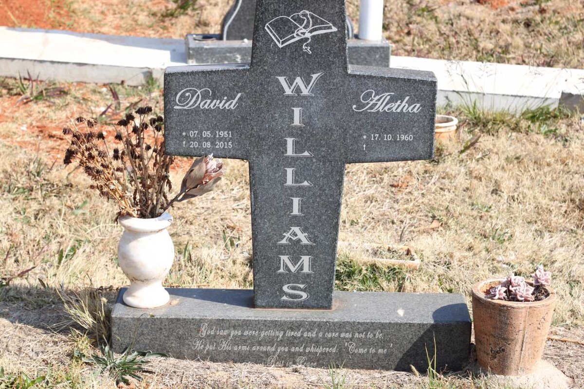 WILLIAMS David 1951-2015 &amp; Aletha 1960-