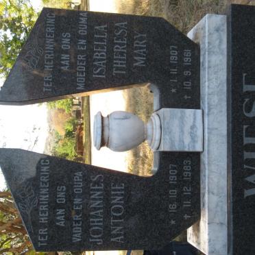 WIESE Johannes Antonie 1907-1983 &amp; Isabella Theresa Mary 1907-1961