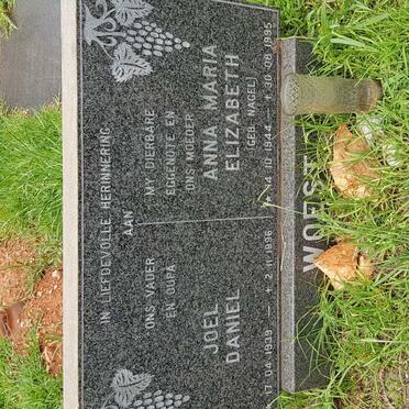 WOEST Joel Daniel 1939-1996 &amp; Anna Maria Elizabeth NAGEL 1944-1995