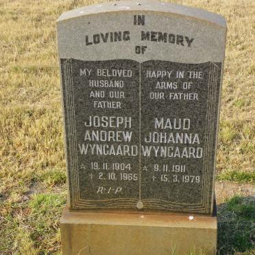 WYNGAARD Joseph Andrew 1904-1965 &amp; Maud Johanna 1911-1979