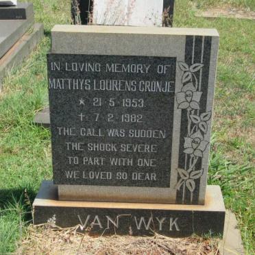 WYK Matthys Lourens Cronje, van 1953-1982