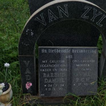 ZYL Barend Daniel, van 1924-1990 &amp; Anna P.C.M. 1934-