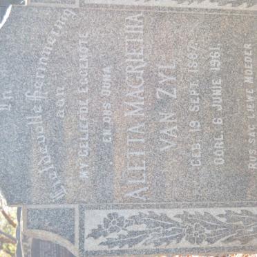 ZYL Aletta Magrietha, van 1897-1961