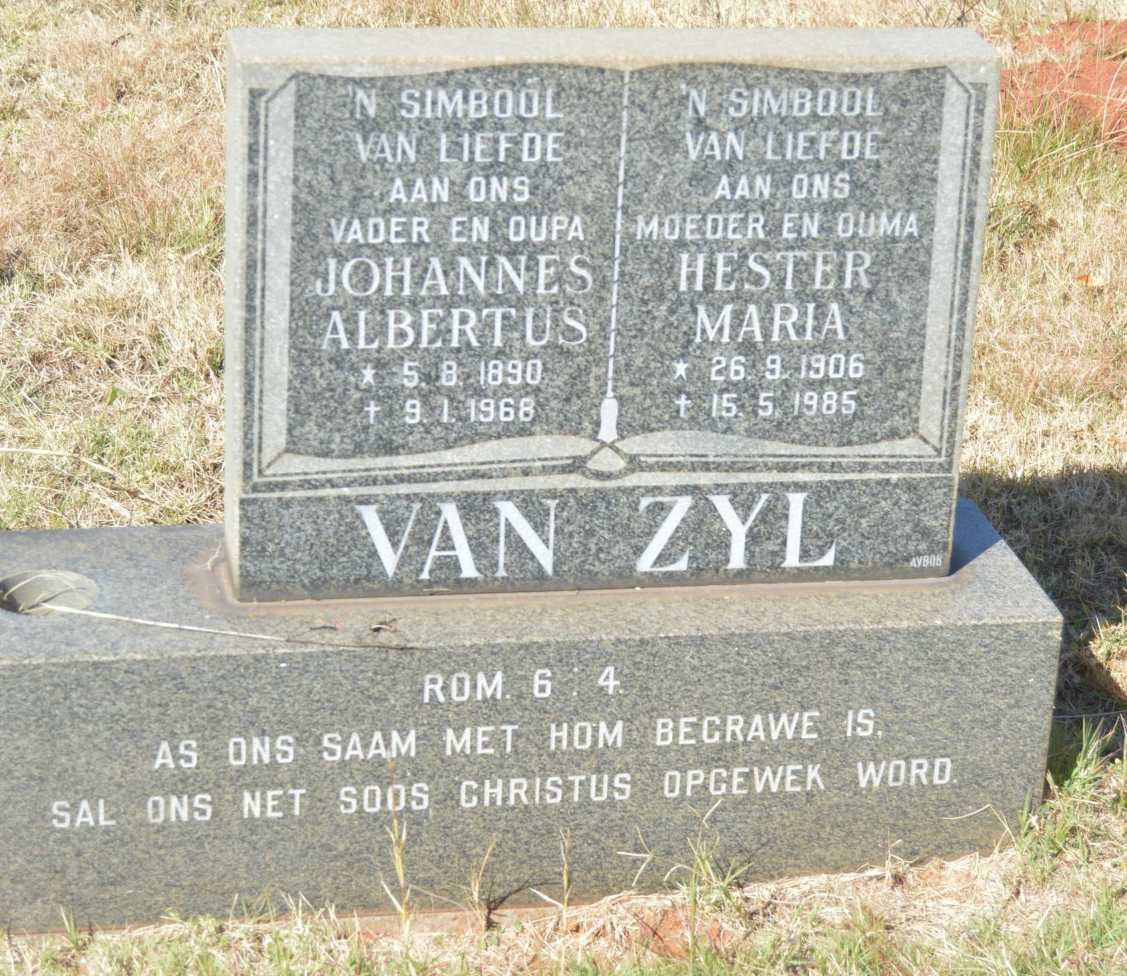 ZYL Johannes Albertus, van 1890-1968 &amp; Hester Maria 1906-1985