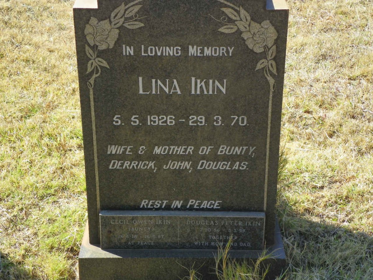 IKIN Cecil Owen 1918-1987 &amp; Lina 1926-1970 :: IKIN Douglas Peter 1956-1999