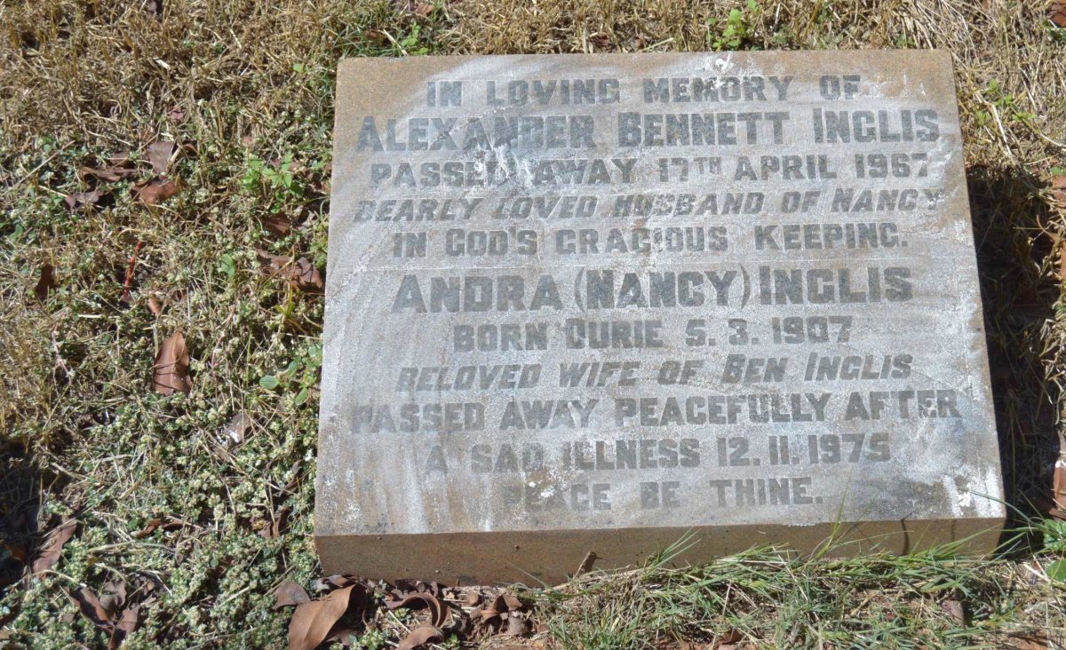 INGLIS Alexander Bennett -1967 &amp; Andra DURIE 1907-1975