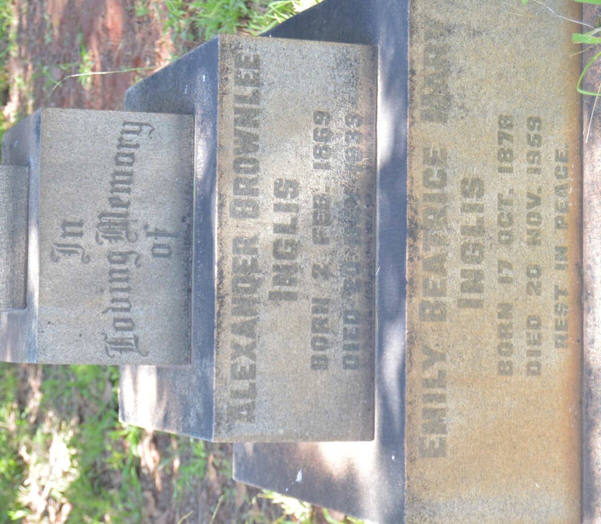 INGLIS Alexander Brownlee 1869-1933 &amp; Emily Beatrice Mary 1878-1959