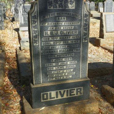 OLIVIER H.B.J. 1877-1943 &amp; Johanna Magarietha POTGIETER 1884-1955