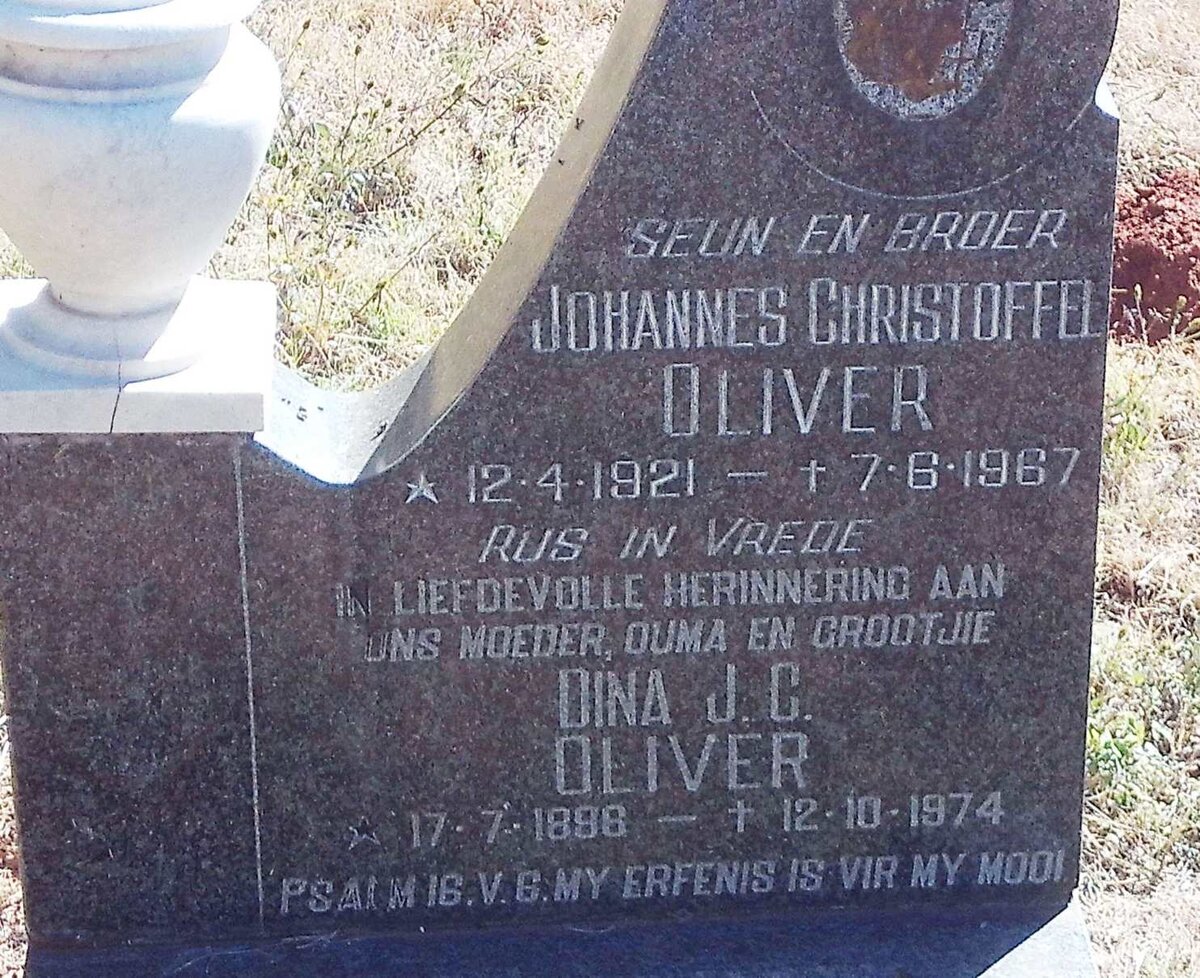 OLIVIER  Dina J.C. 1898-1974 :: OLIVIER Johannes Christoffel 1921-1967