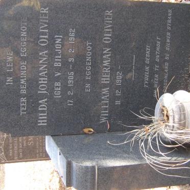 OLIVIER William Herman 1902- &amp; Hilda Johanna V. BILJON 1905-1962