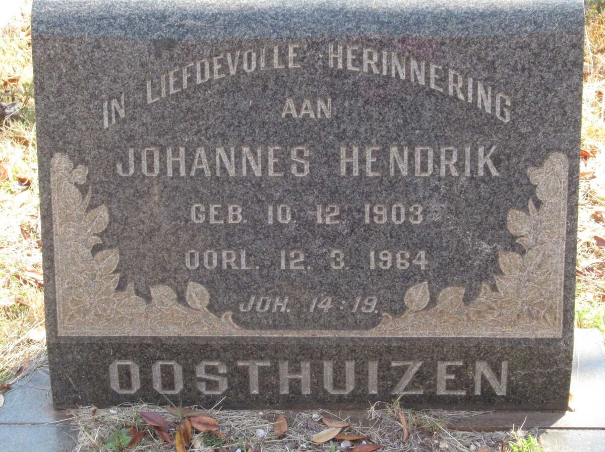 OOSTHUIZEN Johannes Hendrik 1903-1964