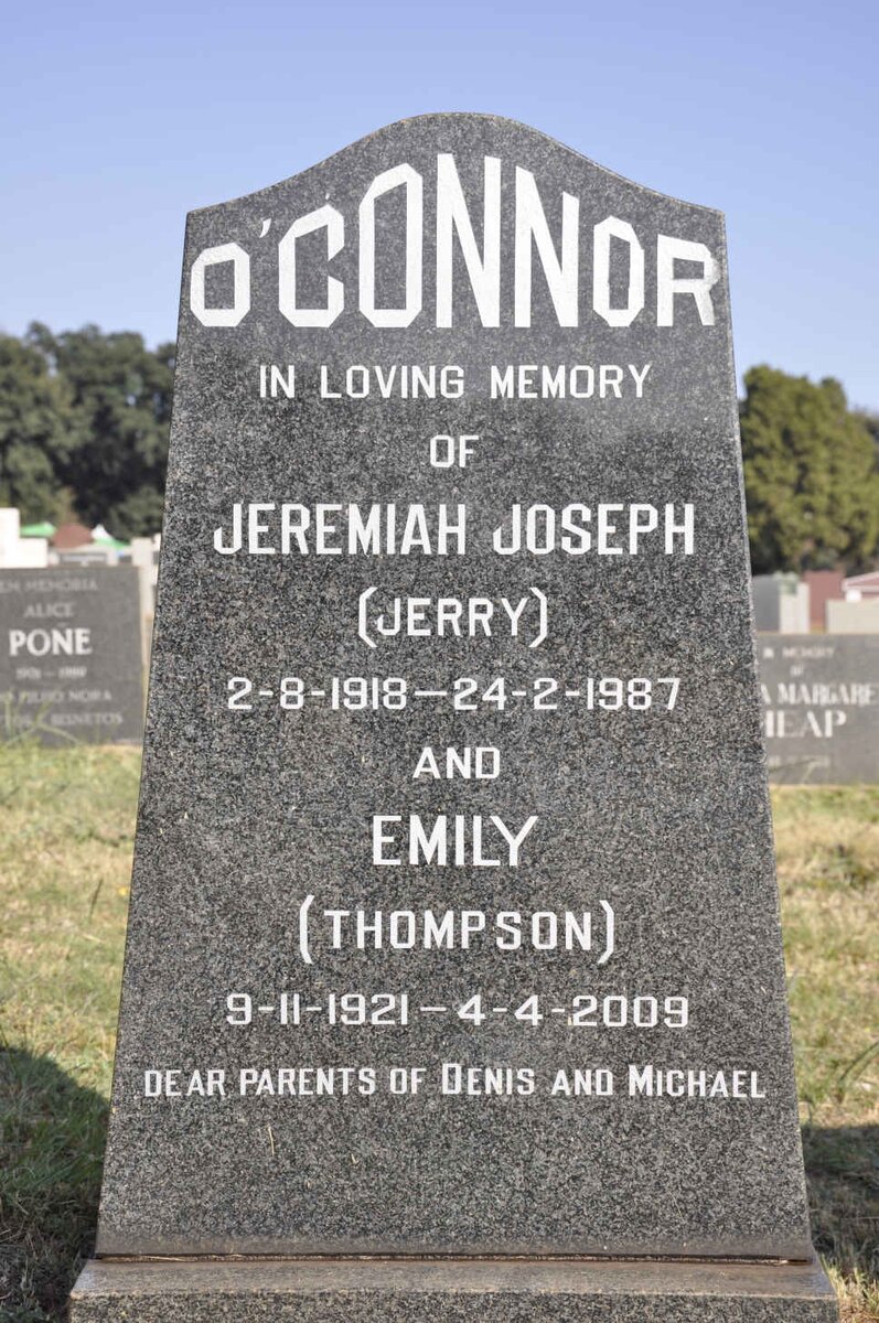 O'CONNOR Jeremiah Joseph 1918-1987 &amp; Emily THOMPSON 1921-2009