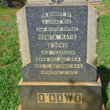 O'DOWD Bonita Katie nee FERGUSON 1904-1944