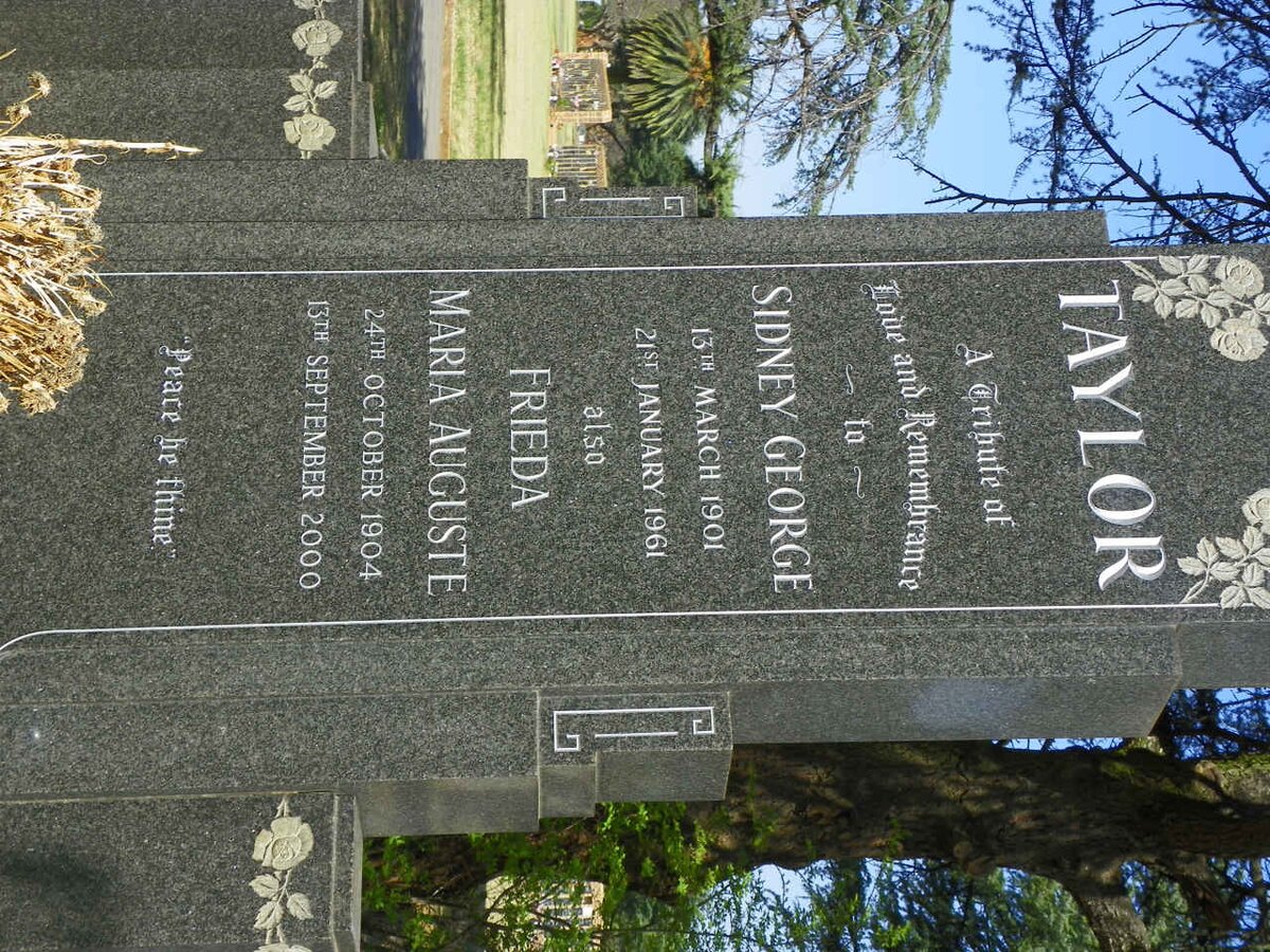 TAYLOR Sidney George 1901-1961 &amp; Frieda Maria Auguste 1904-2000