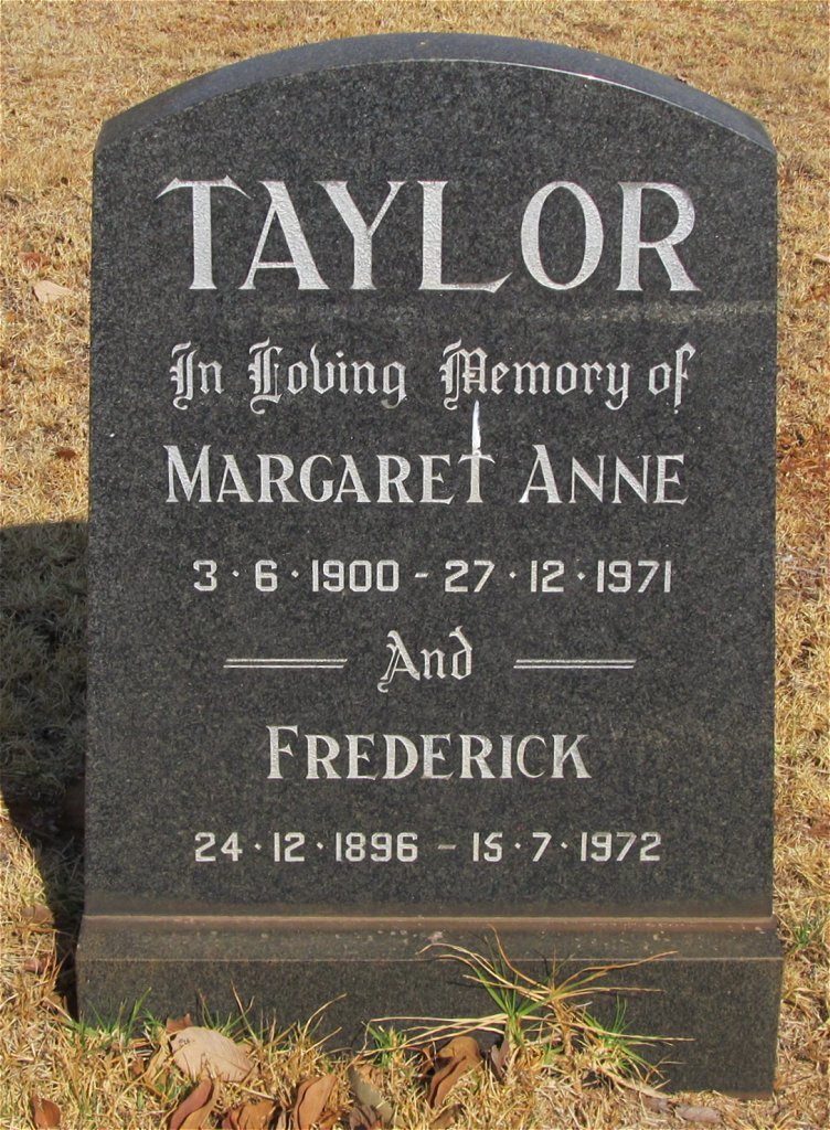 TAYLOR Frederick 1896-1972 &amp; Margaret Anne 1900-1971