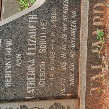 TALJAARD Catherina Elizabeth nee SCHUTTE 1902-1980