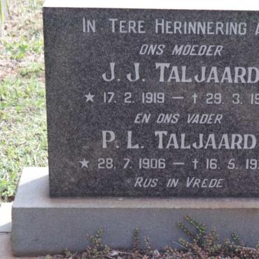 TALJAARD P.L. 1906-1979 &amp; J.J. 1919-1971