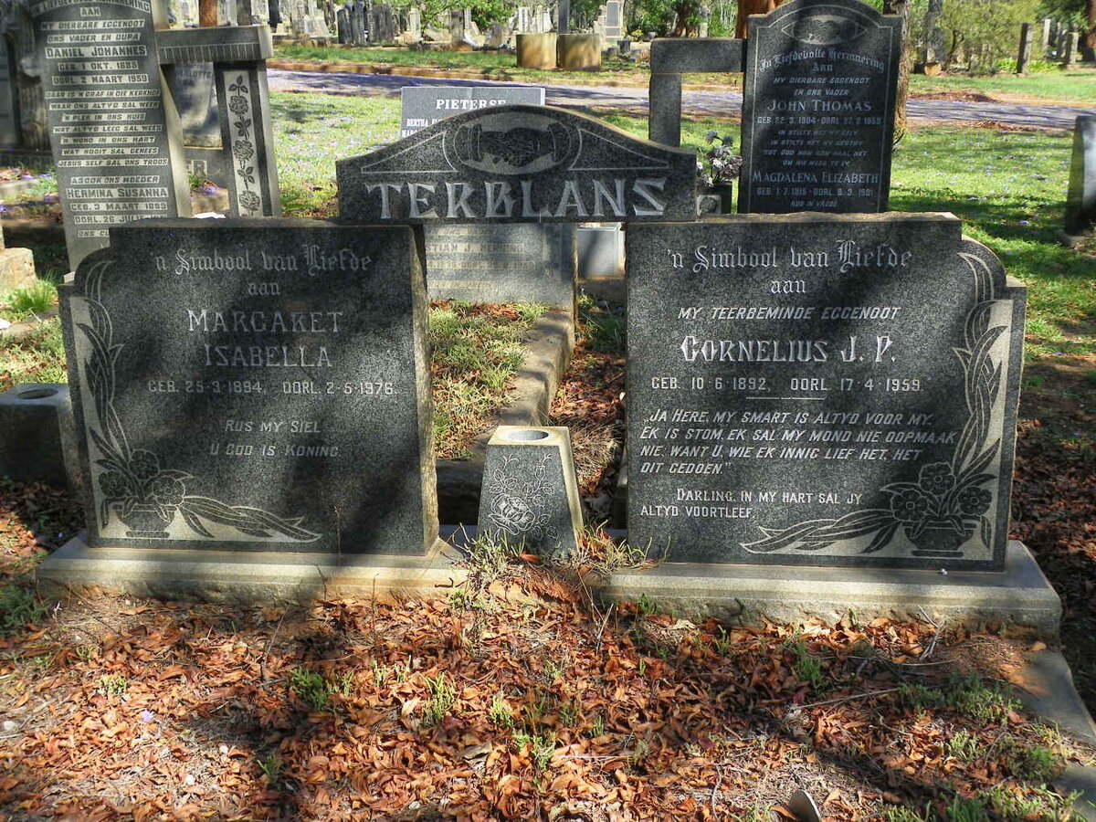 TERBLANS Cornelius J.P. 1892-1959 &amp; Margaret Isabella 1894-1976