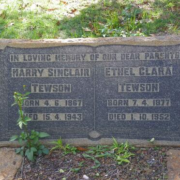 TEWSON Harry Sinclair 1867-1943 &amp; Ethel Clara 1877-1952