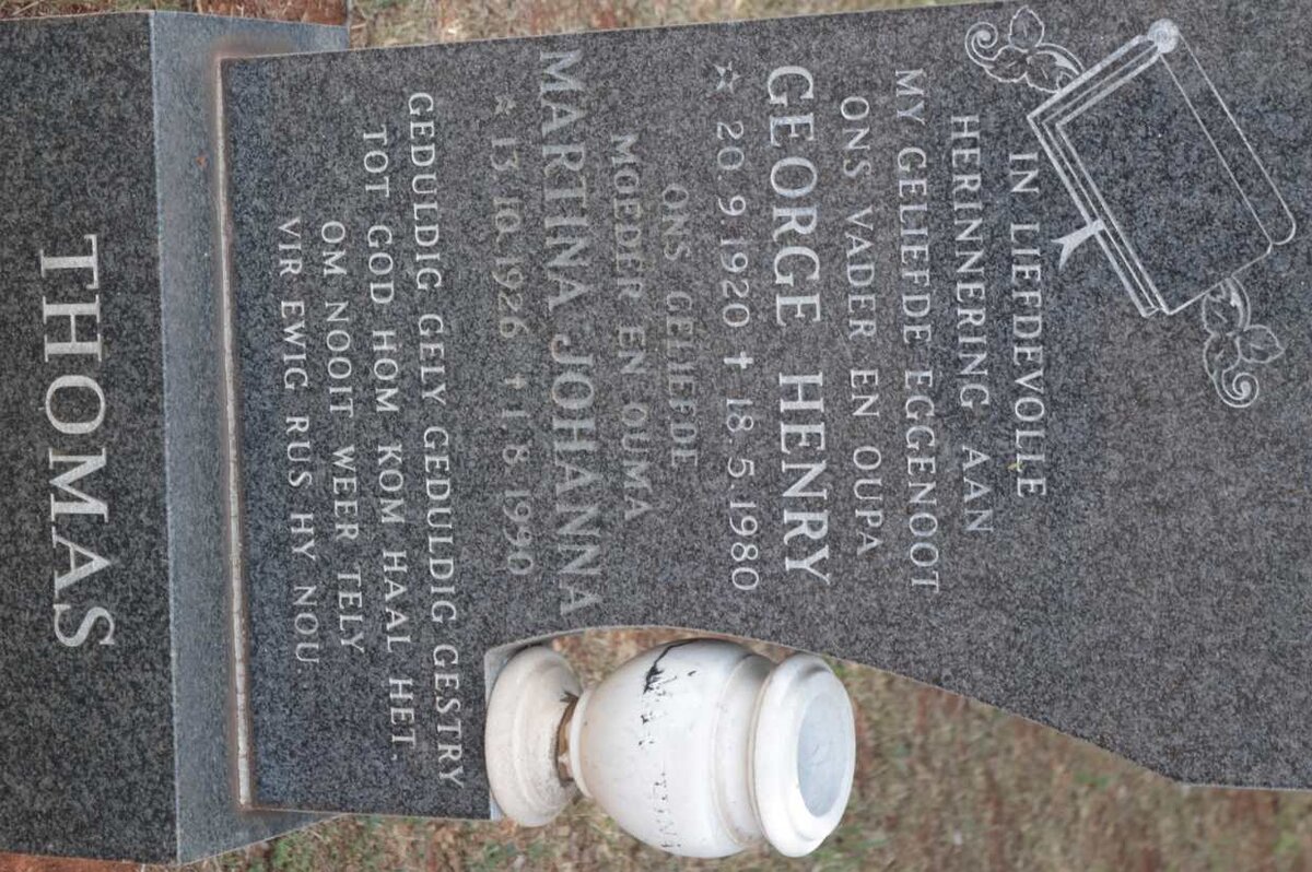 THOMAS George Henry 1920-1980 &amp; Martina Johanna 1926-1990