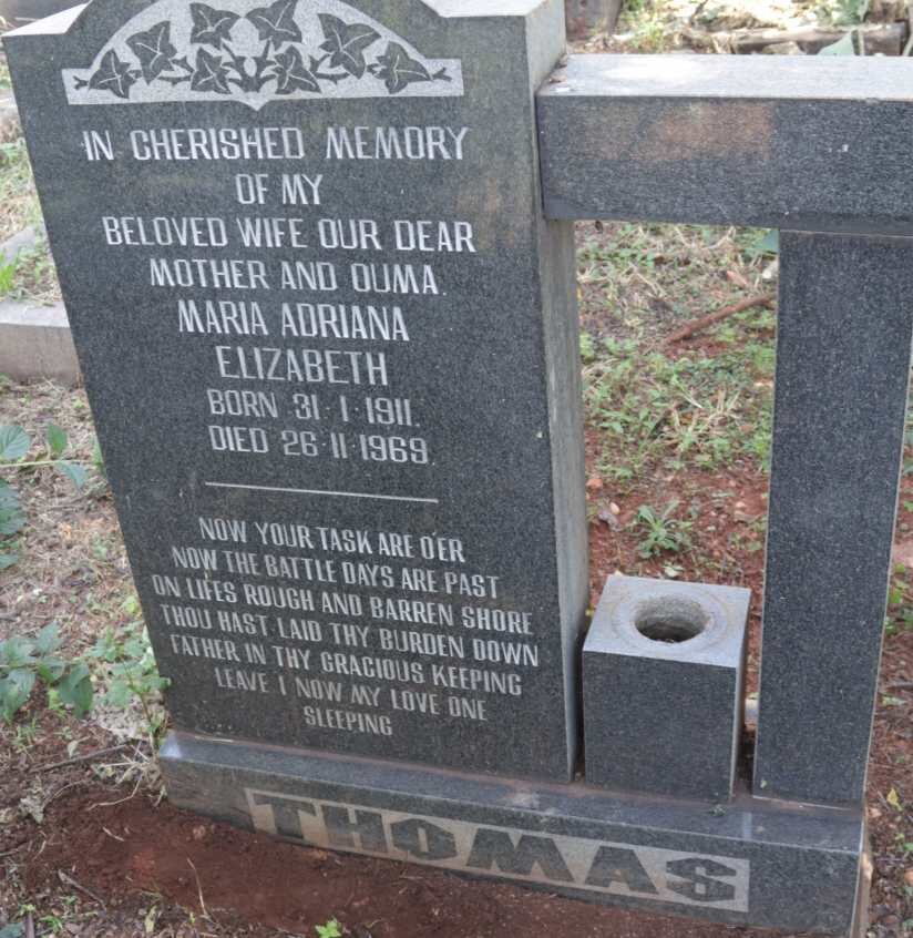 THOMAS Maria Adriana Elizabeth 1911-1969