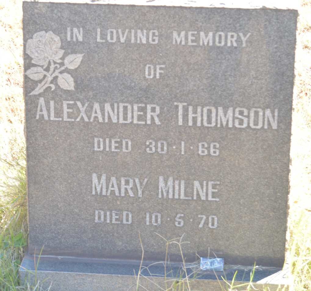 THOMSON Alexander -1966 &amp; Mary Milne -1970