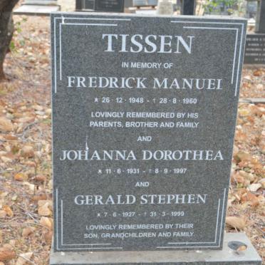 TISSEN Gerald Stephen 1927-1999 &amp; Johanna Dorothea 1931-1997