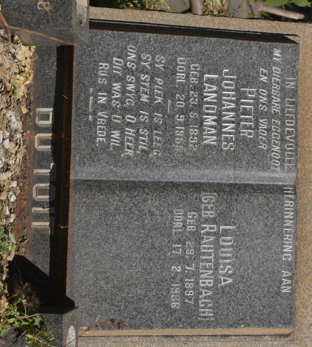 TOIT Pieter Johannes Landman, du 1892-1955 &amp; Louisa RAUTENBACH 1897-1986