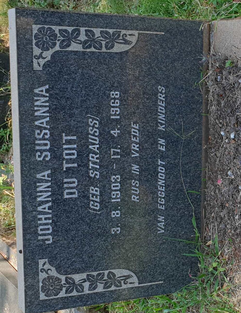 TOIT Johanna Susanna, du nee STRAUSS 1903-1968