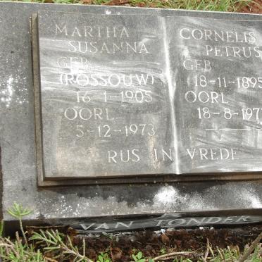 TONDER Cornelis Petrus, van 1895-1977 &amp; Martha Susanna ROSSOUW 1905-1973